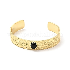 Bracelet manchette ouvert ovale zircon cubique noir&nbsp;BJEW-J165-02G