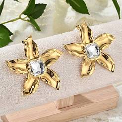 Boucles d'oreilles à tige en acier inoxydable 304 avec zircone cubique&nbsp;EJEW-Z084-12G