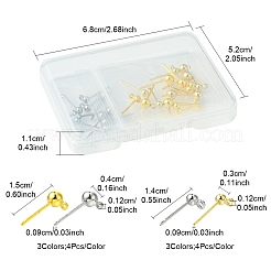 24 Stück Ohrstecker-Einstellungen aus Messing in 6 Stilen&nbsp;KK-FS0001-41