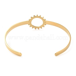 Bracelet manchette creux en acier inoxydable 304 avec motif tournesol pour femme&nbsp;BJEW-D061-02G