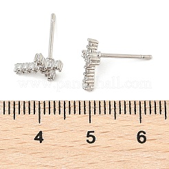 Messing Micro Pave klare Zirkonia Ohrstecker&nbsp;EJEW-R016-26P-18