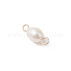 Breloques de connecteur de riz de perle d'eau douce de culture naturelle&nbsp;PALLOY-JF04478-01