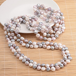 Collana con perline e pepite di perle naturali&nbsp;NJEW-P126-B-01B-01
