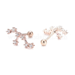 Latón micro pave aretes de circonita cúbica transparente&nbsp;EJEW-F258-01H-RG