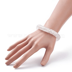 9 pièces 9 couleur bonbon couleur acrylique tube incurvé gros bracelets extensibles ensemble pour les femmes&nbsp;BJEW-JB08138