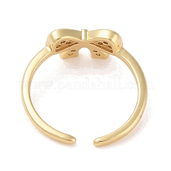 Offene Manschettenringe aus Messing mit Mikropavé und klarem Zirkonia mit Schleife&nbsp;RJEW-S417-03G-04
