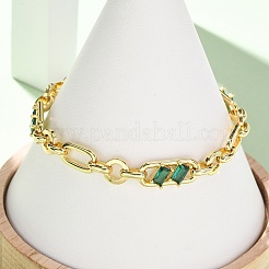 Pulseras de cadena de eslabones de circonita cúbica micropavé de latón con anillo y clip para mujer&nbsp;BJEW-D458-03G-05