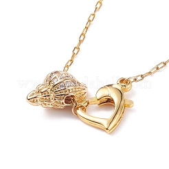 Collier pendentif coeur et conque avec chaîne forçat pour femme&nbsp;NJEW-JN03796