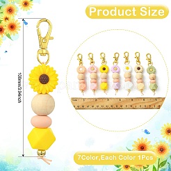 Decorazione pendente con perline di fiori rotondi in silicone&nbsp;HJEW-CJ00033