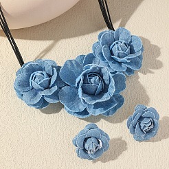 Ensembles tour de cou et boucles d'oreilles à tige en polyester rose 3d&nbsp;FS-WG5AEB6-01