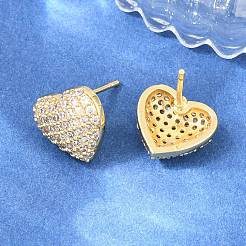 Boucles d'oreilles en laiton zircon cubique micro pavé clair&nbsp;EJEW-G471-31G-02