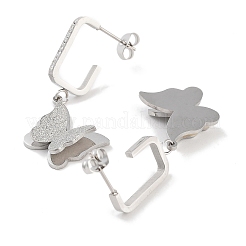 Orecchini pendenti in acciaio inossidabile 304 con texture a farfalla a sinistra e a destra&nbsp;EJEW-L283-093P