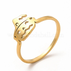 Anello da dito in acciaio inossidabile 201 a forma di zucca di Halloween per donna&nbsp;RJEW-K239-02G