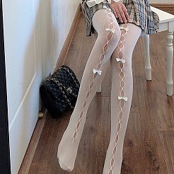 Collants résille en nylon avec nœud creux&nbsp;AJEW-WH20060-44