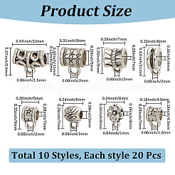 200 pz 10 stili di staffe per tubi in lega di stile tibetano&nbsp;TIBE-PA0001-20