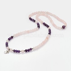Personalisierte Dual-Use-runde Edelstein Perlen 4-Schicht-Stretchwickelarmbänder / Halsketten&nbsp;BJEW-JB01906-01