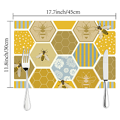 Rechteck mit Bienenmuster Baumwollleinentuch Tischset&nbsp;AJEW-WH0196-010