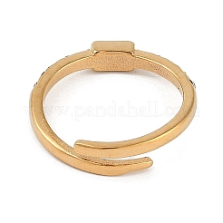Bague manchette en acier inoxydable 304 avec placage ionique (IP) et strass&nbsp;RJEW-D083-09G-02