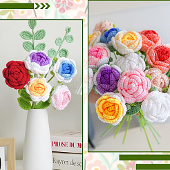 6 Stück 6 Farben gehäkelte Kunstblume aus Polyester&nbsp;AJEW-SC0031-26
