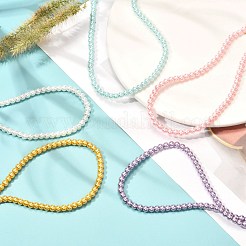 Vintage bemalte runde Glasperlenkette für Mädchen&nbsp;NJEW-JN03665