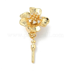 Blumenförmige Messing-Kastenverschlüsse mit Mikropavé-Fassung aus klaren Zirkonia&nbsp;KK-H537-23A-G
