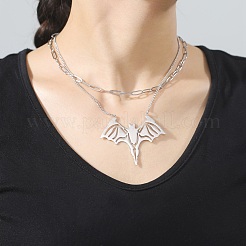 Set di collane con ciondolo a forma di pipistrello in acciaio inossidabile 304 anti-ossidazione&nbsp;NJEW-E092-01P