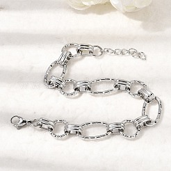 Bracelets à maillons en acier inoxydable 304 martelé pour femmes&nbsp;BJEW-L720-01P