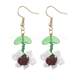 3 paire de boucles d'oreilles pendantes en perles de verre tournesol bicolores avec acier inoxydable 304&nbsp;EJEW-MZ00532
