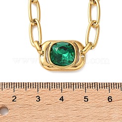 Colliers pendentifs géométriques en acier inoxydable 304 et verre vert pour femmes&nbsp;SA-CBA8C9C-11D-G