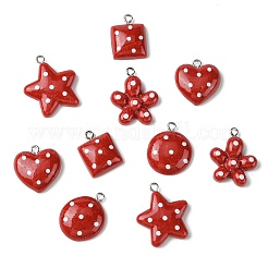 50 pendentif en résine opaque à pois&nbsp;RESI-CJ0005-50