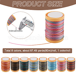 8 rouleau de cordon en fil de polyester 8 brins 12 couleurs&nbsp;DIY-SP0003-80B