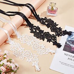 4 Paar Fußkettchen aus Nylon mit Stickereispitze und Zehenring in zwei Farben&nbsp;AJEW-CP0007-42