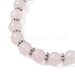 Pulseras con dijes de cruz de cuarzo rosa natural&nbsp;BJEW-JB12259-01