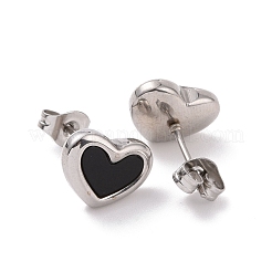 Orecchini a bottone in acrilico in acciaio inossidabile 304 a forma di cuore&nbsp;STAS-D188-11