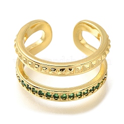 Offene Manschettenringe aus Messing mit Mikropflaster und Zirkonia für Damen&nbsp;RJEW-M022-11G