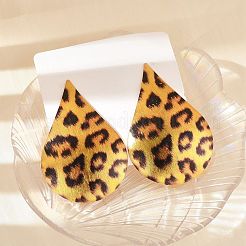 Boucles d'oreilles pendantes en alliage à imprimé léopard&nbsp;EJEW-K304-01E-G