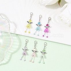 6 pendentif décoratif en alliage et verre en forme d'ange&nbsp;HJEW-JM04208-02