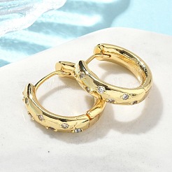 Orecchini a cerchio in ottone con zirconi cubici chiari micro pavè&nbsp;EJEW-A132-17G
