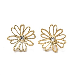 Orecchini a bottone in acciaio inossidabile 304 con strass di cristallo&nbsp;EJEW-G423-01G