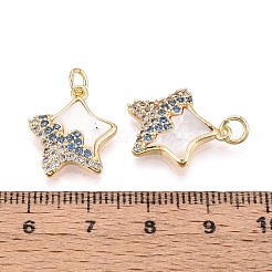 Messinganhänger mit Mikropavé aus Zirkonia und Muscheln&nbsp;KK-T072-36G