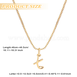 1 cadena de latón y collar con colgante de letra de acero inoxidable 304&nbsp;NJEW-LP0001-40X-G