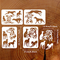 4 pz 4 stili pet scava fuori disegno pittura stencil&nbsp;DIY-WH0394-0133