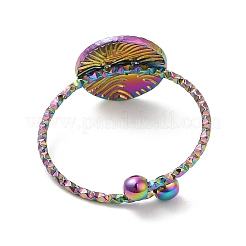 Anello polsino aperto rotondo piatto in acciaio inossidabile 304 placcato ionica (ip) per donna&nbsp;RJEW-M149-14RC