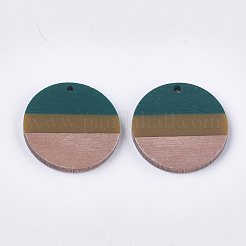 Pendentifs tricolores en résine et bois de noyer&nbsp;X-RESI-S358-78F