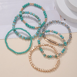 6 bracelet extensible en alliage de perles de verre pour femmes&nbsp;FS-WG85505-01