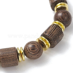 Bracelets extensibles en bois de wengé naturel et perles d'hématite synthétique non magnétique pour femmes et hommes&nbsp;BJEW-JB13386