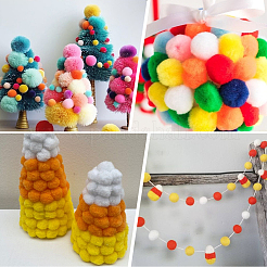 400 pieza de bolas de pompones de poliéster de 4 colores&nbsp;DIY-SC0031-37D