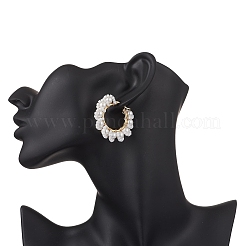 Pendientes de aro con flores de vidrio&nbsp;EJEW-TA00733