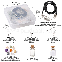 Kit de fabrication de collier de boucle d'oreille de bouteille de vœu de pierres précieuses mélangées naturelles bricolage&nbsp;DIY-FS0003-13