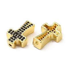 Perles de placage en laiton avec zircone cubique de micro pave&nbsp;KK-K377-15G